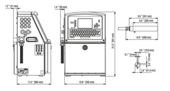 環(huán)保型電腦噴碼機(jī)平面參數(shù)圖: